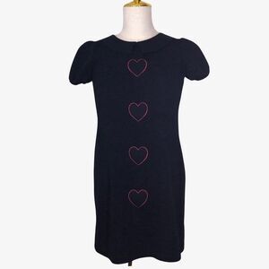 Lafilazzi Dress 40 Italian Styled Hearts Peter Pan Collar Puff Sleeves Sheath